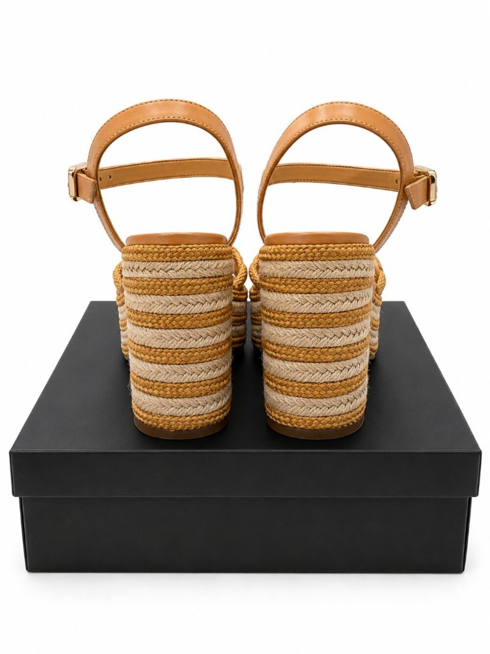 Nine West Same Tan Braided Platform Espadrille Block Heel Sandals 8.5M - Picture 6 of 7